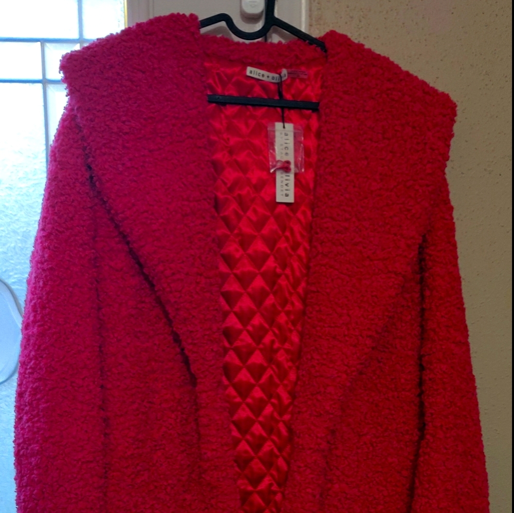 Brand new Alice and Olivia pink ora Teddy coat.